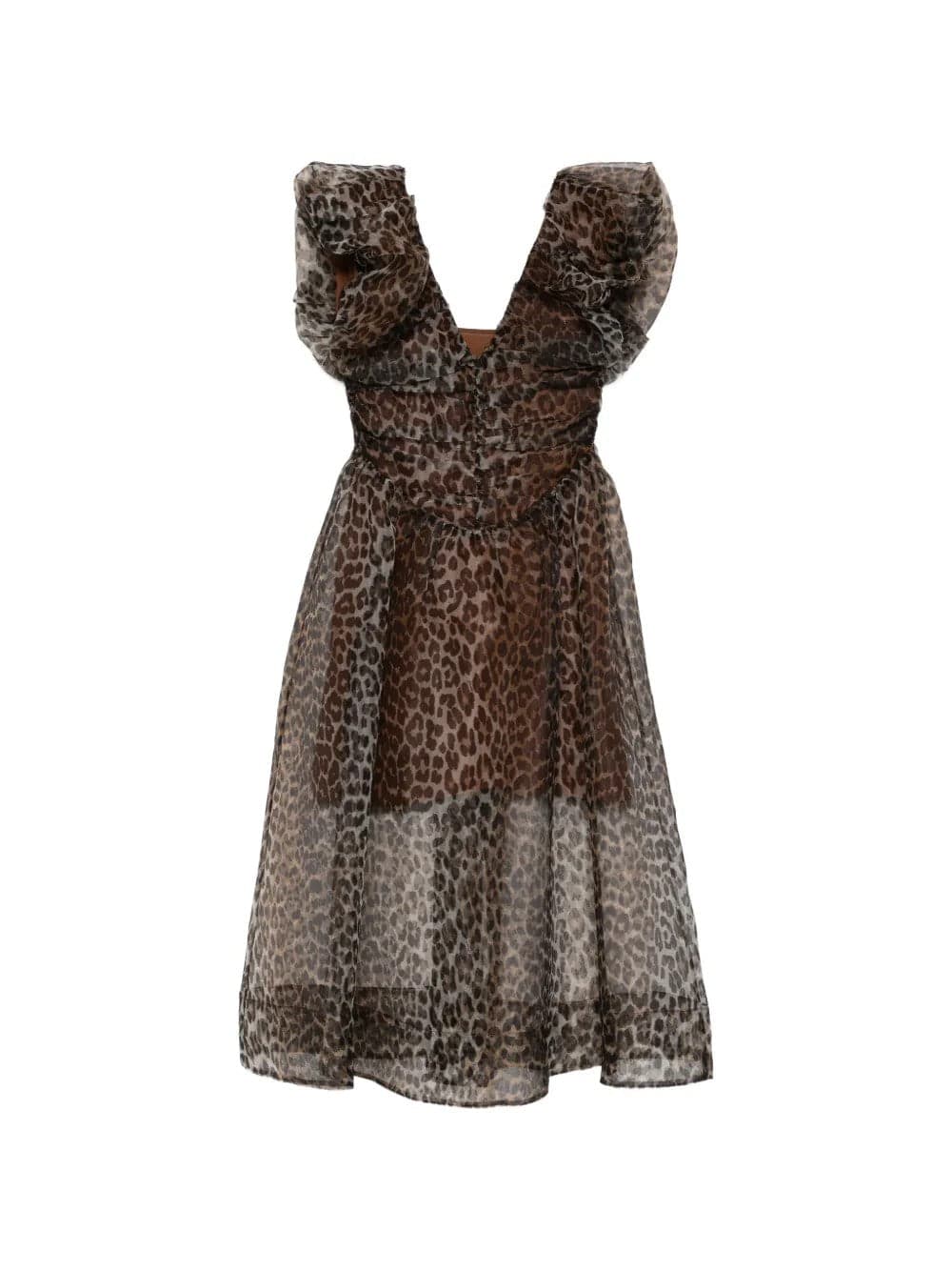 GANNI Ganni - Vestito Chiffon Leopardato Multicolor da Donna - 6