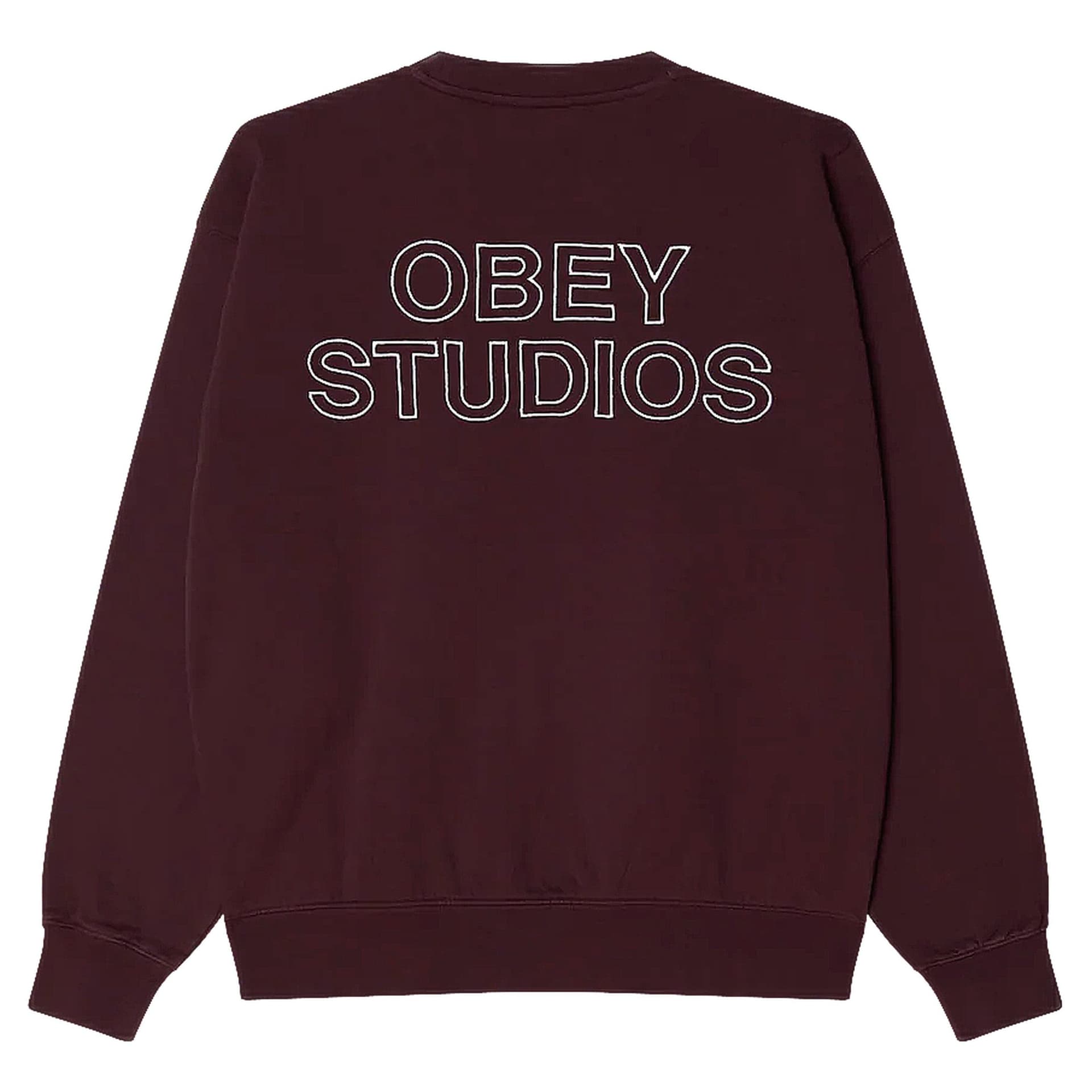OBEY felpe obey studios faded crew fleece - winetasting faded wash - 3