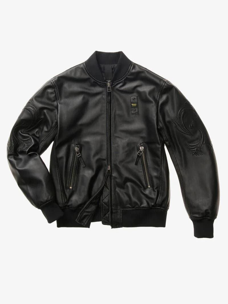 Blauer Bomber Donna in Pelle Laurienne Nero – Giacca con ricami 26SBLDL02448 in Giacche Broadway Red - Barletta, commercioVirtuoso.it