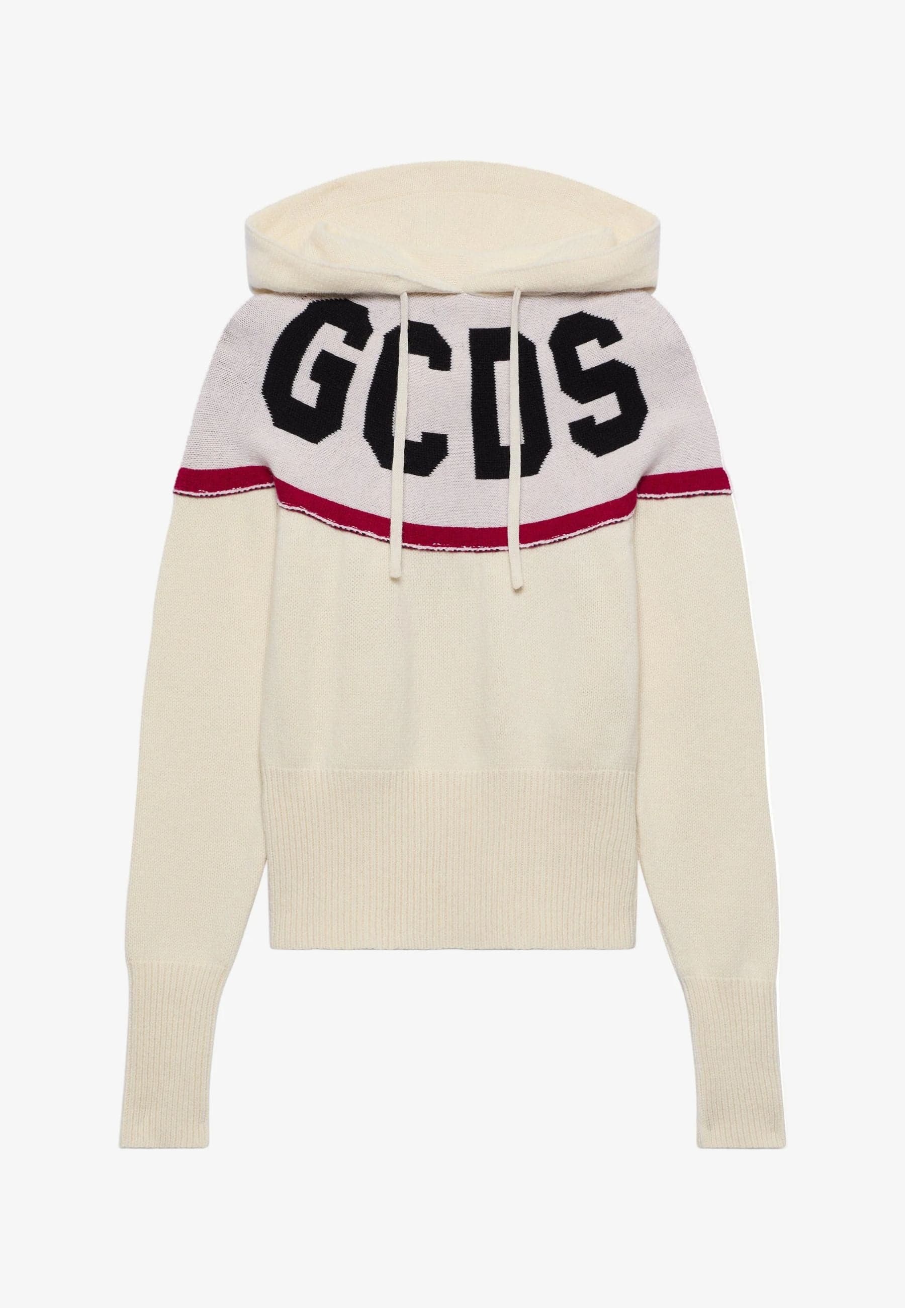 GCDS  FELPA LOGO KNIT CROPPED HOODIE - 5