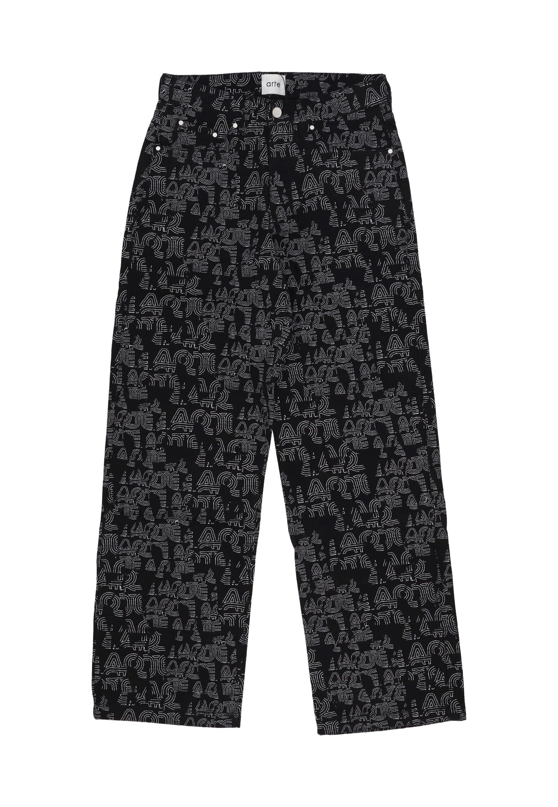 ARTE Pantalone Lungo Uomo Allover Logo Pant Black - 4