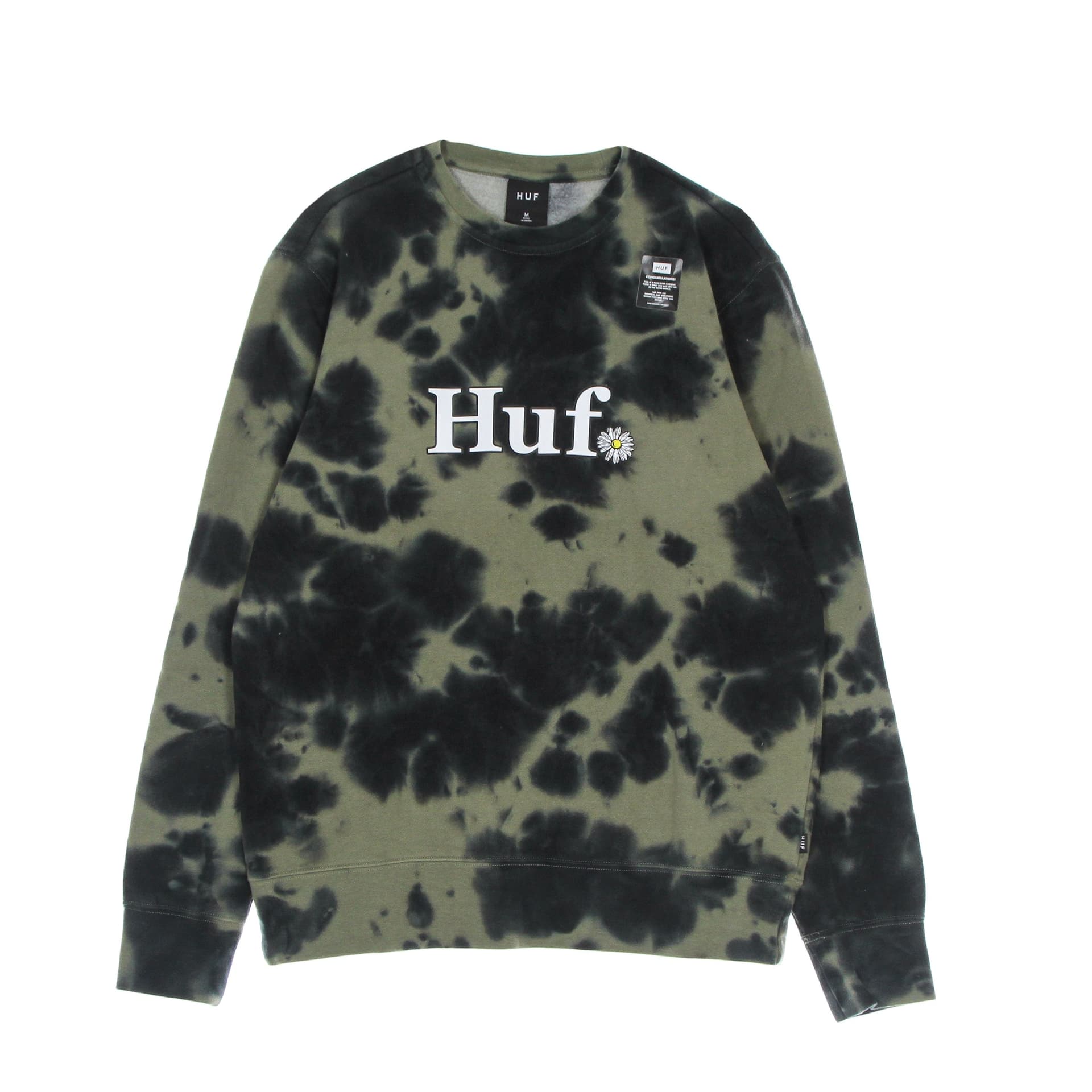 HUF Felpa Girocollo Uomo In Bloom Crew Olive - 6