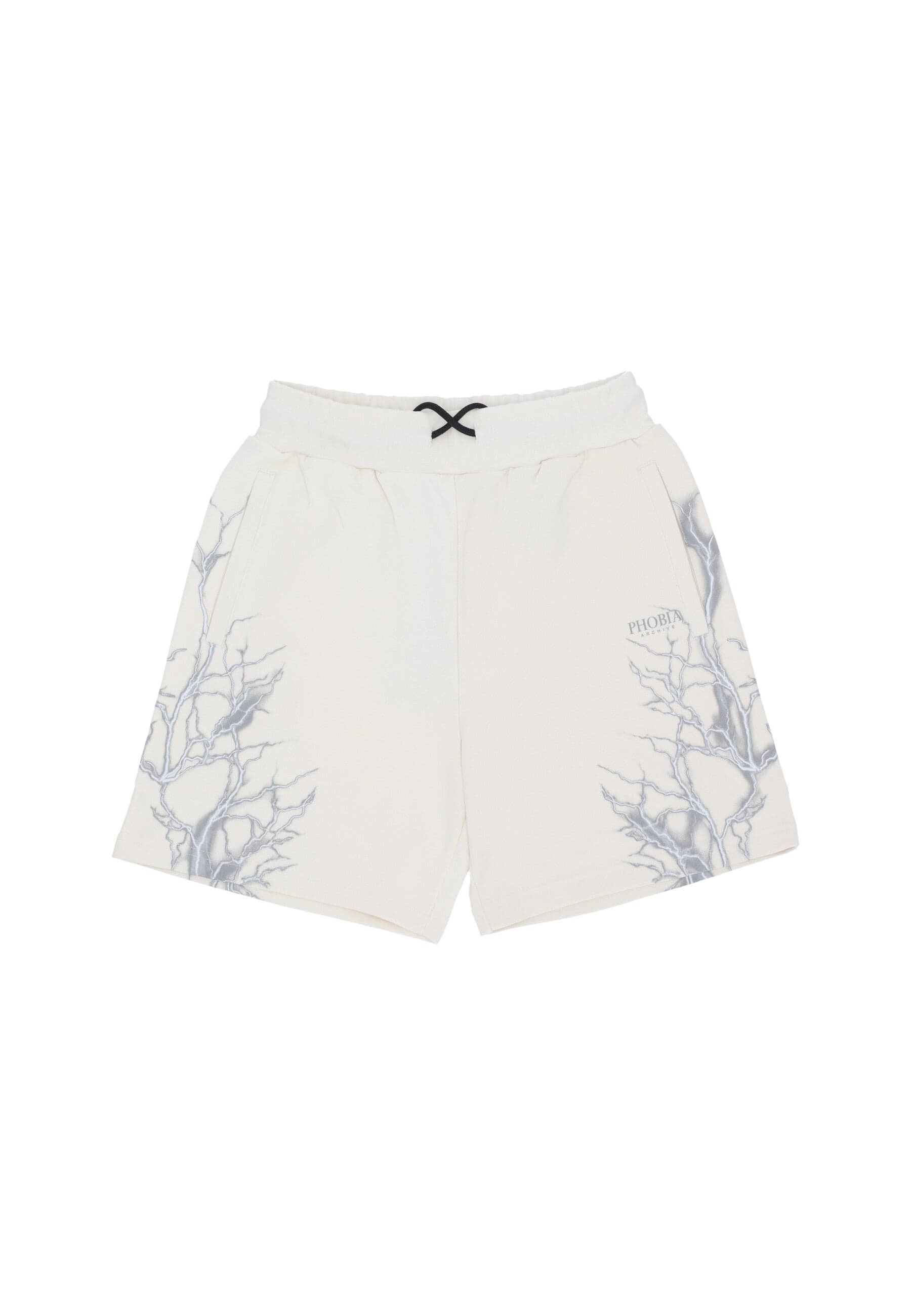 PHOBIA Pantalone Corto Tuta Uomo Reflective Lightning Shorts Off White - 4