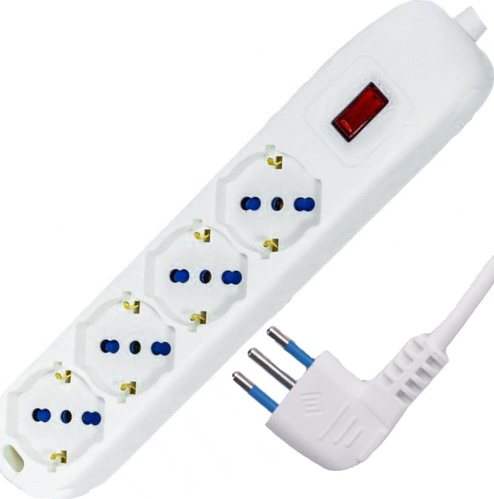 MULTIPRESA 3 USCITE UNIV PROT SOVRAC SPINA 10A CAVO 1.5M 2500W BIANCA