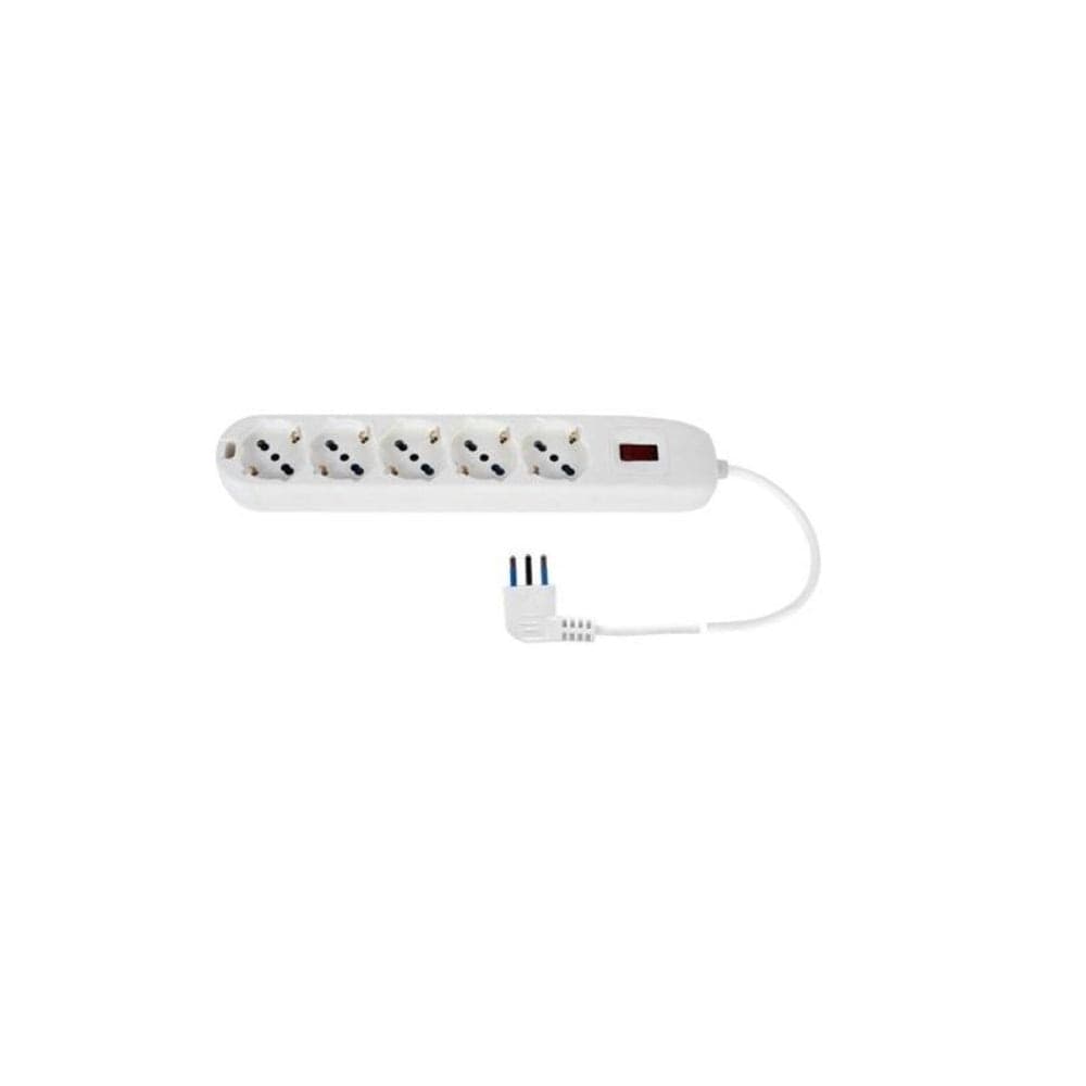 MULTIPRESA 5 USCITE UNIV PROT SOVRAC SPINA 10A CAVO 1.5M 2500W BIANCA - 1