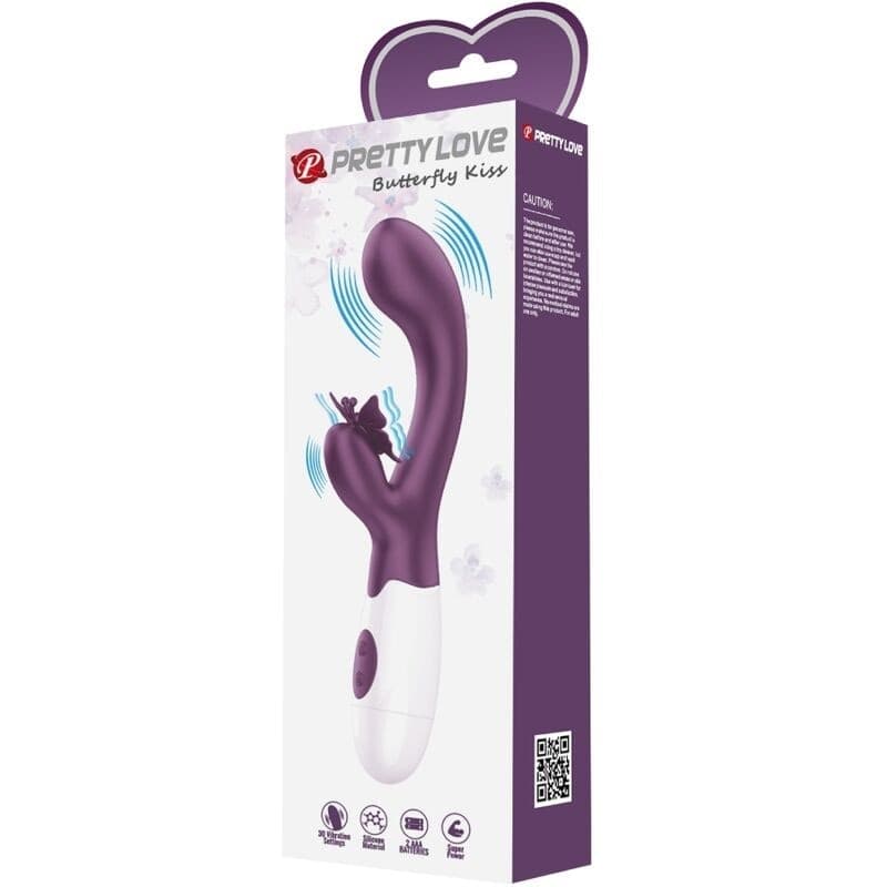 Butterfly KISS VIBRATORE RABBIT e stimolatore PUNTO G Viola Pretty Love - 6