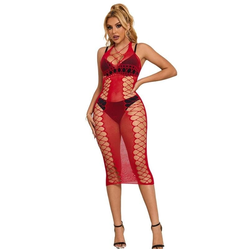 SUBBLIME - 952327 VESTITO LUNGO A RETE ROSSO TAGLIA UNICA - 12