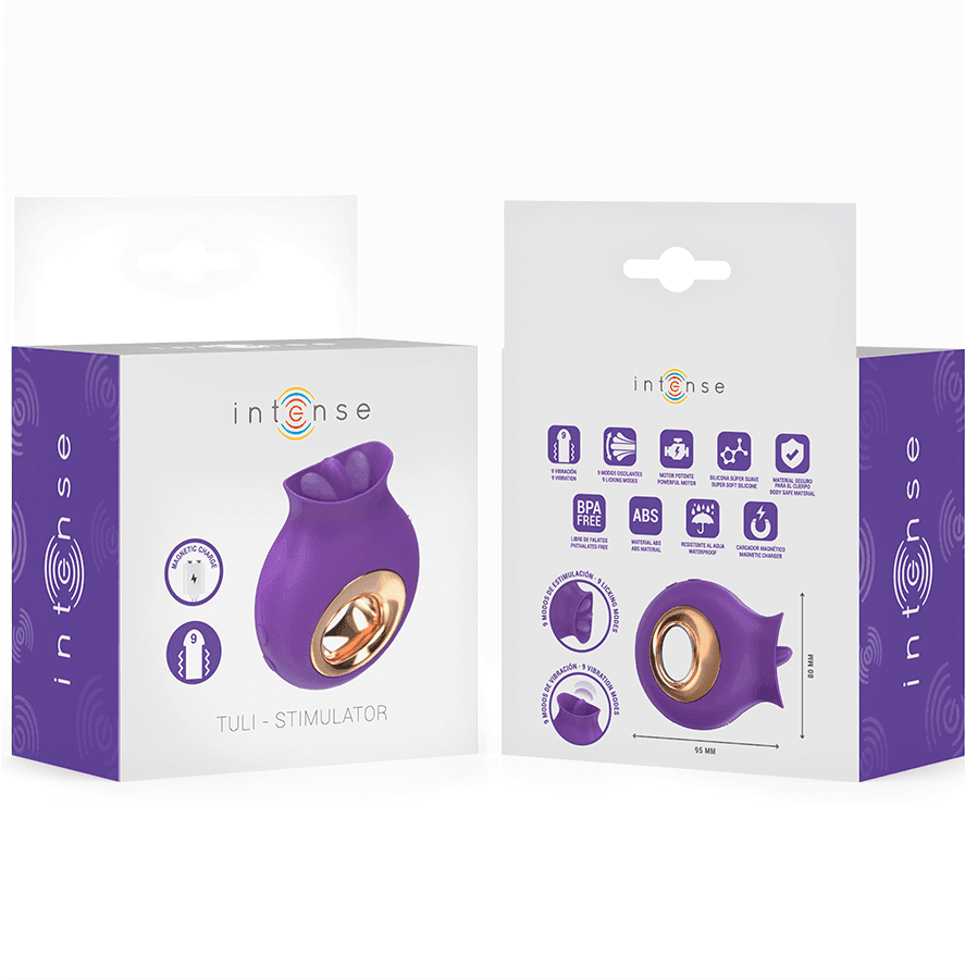 INTENSE - STIMOLATORE CLITORIDEO TULI 9 VIBRAZIONI E 9 OSCILLAZIONI VIOLA in Vibratori G-Spot Desideria Shop - Latina, commercioVirtuoso.it