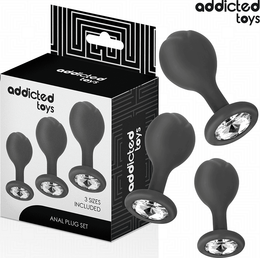 ADDICTED TOYS - SET DI 3 TAPPI ANALI CON GIOIELLO - 7