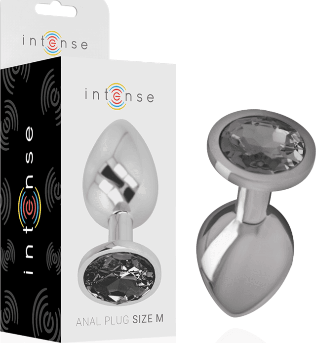 Plug Anale In Metallo Alluminio Con Vetro Nero Taglia M  INTENSE - 6
