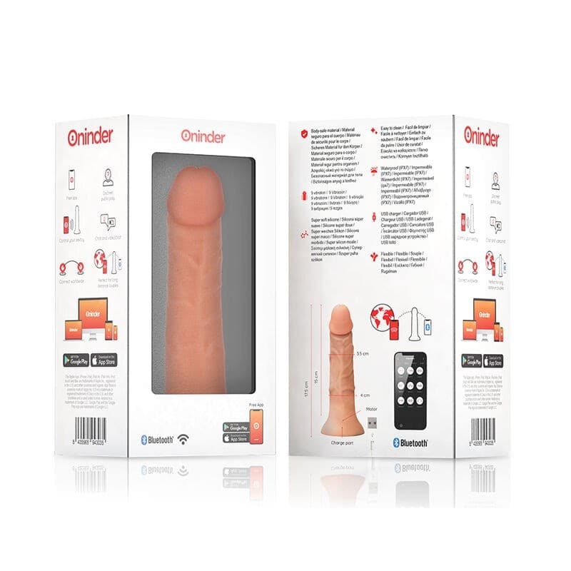 Dildo Vibratore Bogotà ONINDER  9 VELOCITÀ Naturale Nude 17.5 CM -O- 4 CM APP GRATUITA - 7