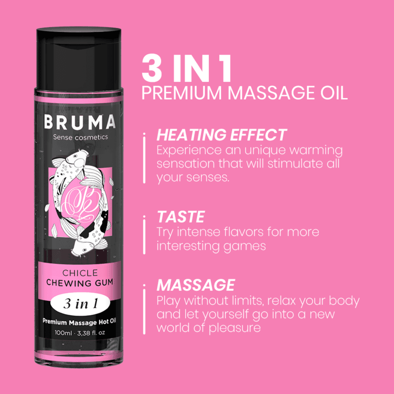 BRUMA - OLIO DA MASSAGGIO PREMIUM EFFETTO CALORE SAPORE GOMMA 3 IN 1 - 100 ML in Oli Desideria Shop - Latina, commercioVirtuoso.it