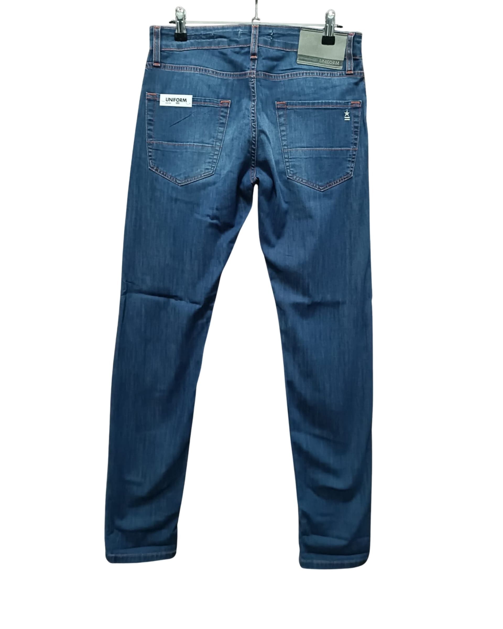 Uniform Jeans uomo Barney Comfort Blue Denim 8 oz – Regular Slim Fit Stretch in Jeans Broadway Red - Barletta, commercioVirtuoso.it