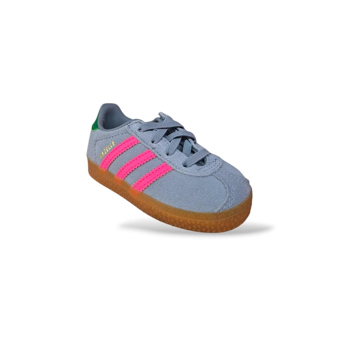 Sneakers bambina Adidas Gazelle Kids IH6477 grigio fuxia verde - Icona intramontabile con velcro pratico - 2
