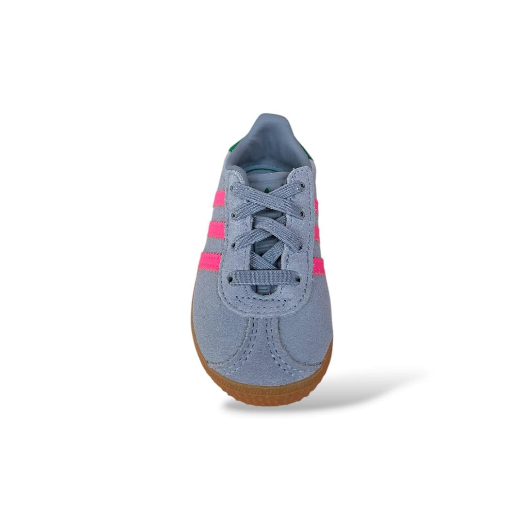 Sneakers bambina Adidas Gazelle Kids IH6477 grigio fuxia verde - Icona intramontabile con velcro pratico - 4