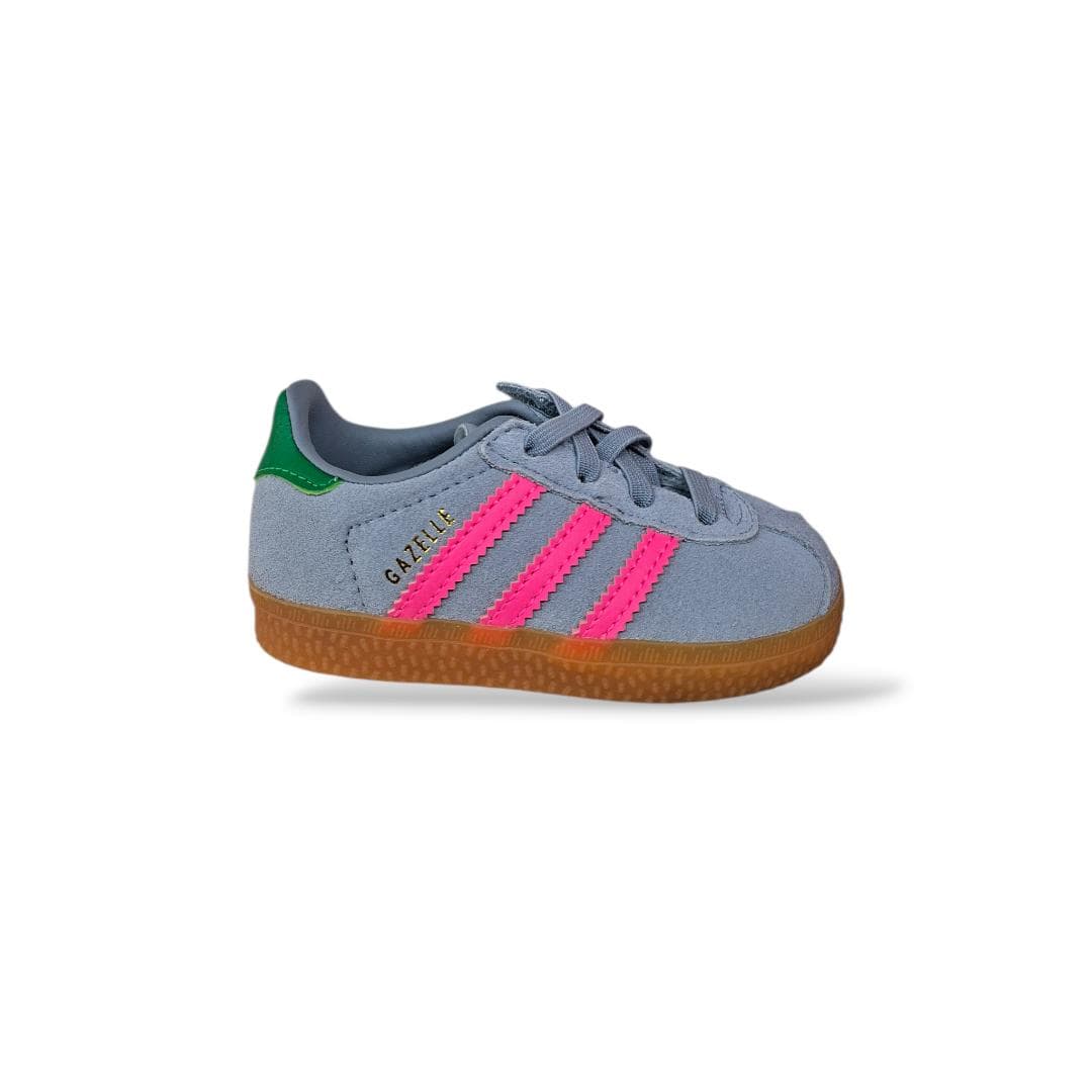 Sneakers bambina Adidas Gazelle Kids IH6477 grigio fuxia verde - Icona intramontabile con velcro pratico - 6