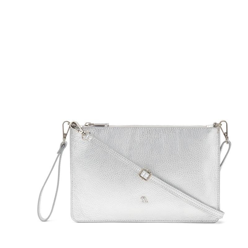 Frau pochette in pelle laminato argento B364 - 3