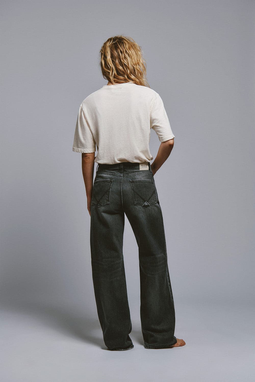 Roy Roger's x Eva Herzigova jeans donna wide fit nero dark vintage vita media in cotone in Jeans Broadway Red - Barletta, commercioVirtuoso.it