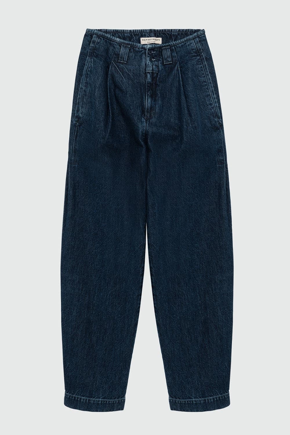 Roy Roger's x Eva Herzigova jeans donna wide fit denim blu mid stone vita media in cotone e lyocell - 5