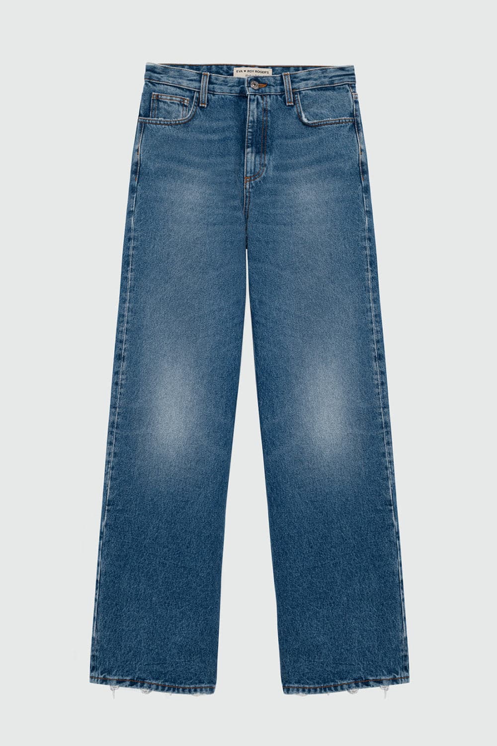 Roy Roger's x Eva Herzigova jeans donna wide fit denim blu vintage wash vita media cotone lyocell in Jeans Broadway Red - Barletta, commercioVirtuoso.it