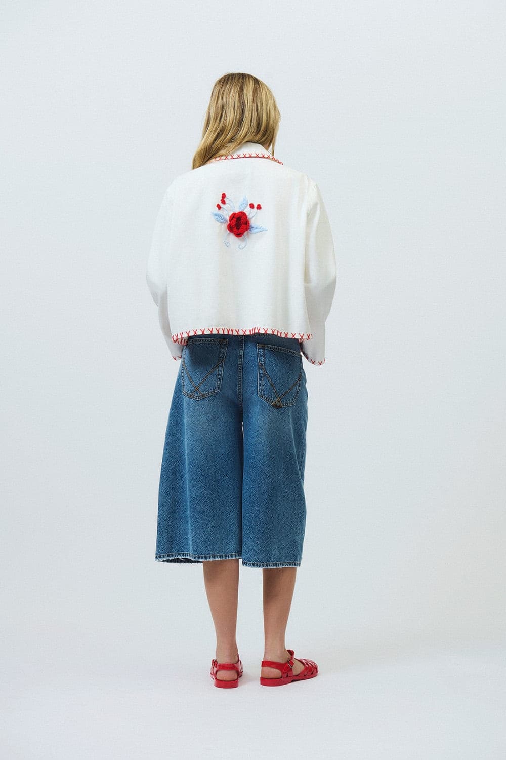 Roy Roger's Kaori bermuda jeans donna vita alta denim blu in cotone e Tencel regular fit in Pantaloncini Broadway Red - Barletta, commercioVirtuoso.it
