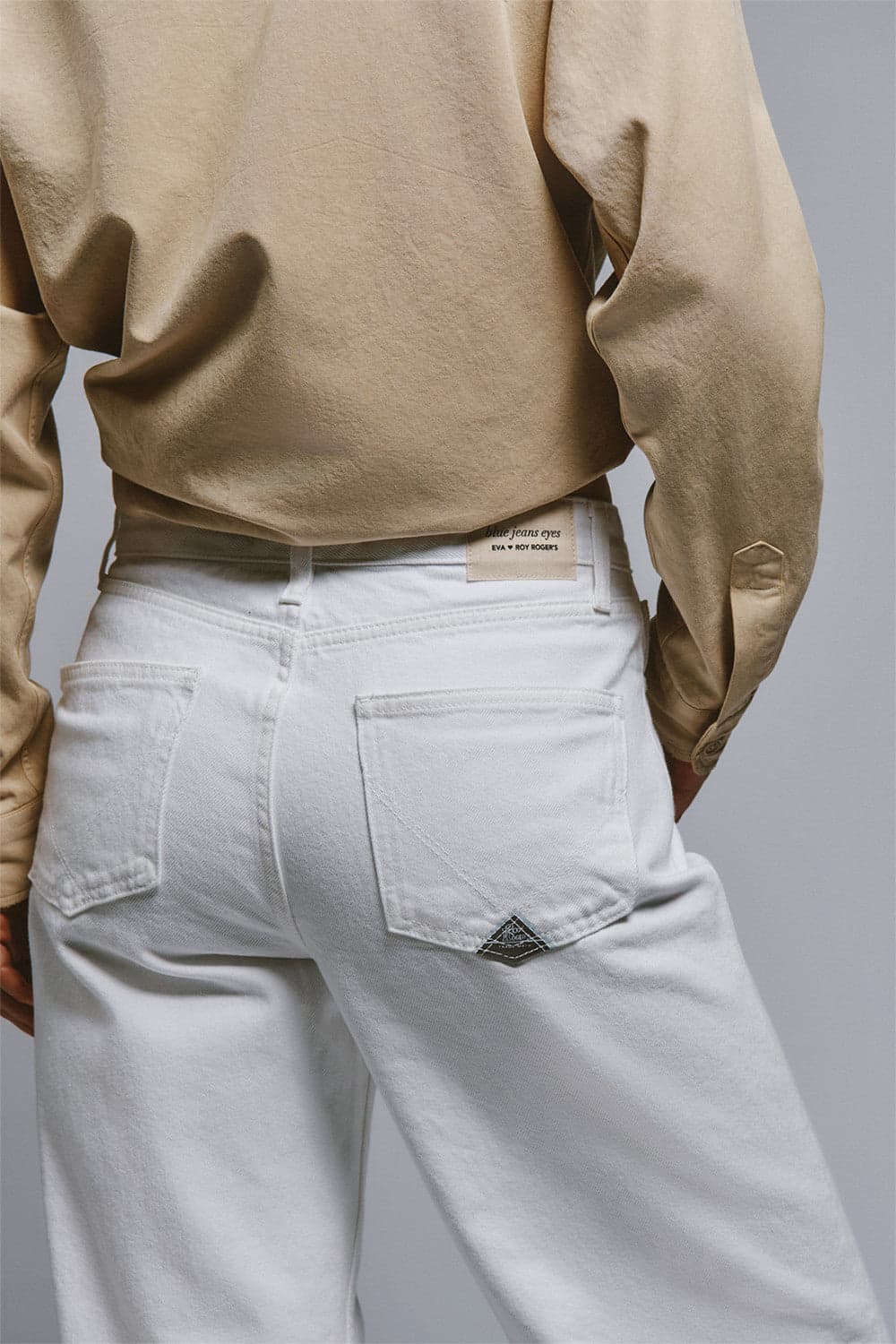 Roy Roger's x Eva Herzigova jeans donna wide fit bianco bull denim vita media in cotone in Jeans Broadway Red - Barletta, commercioVirtuoso.it