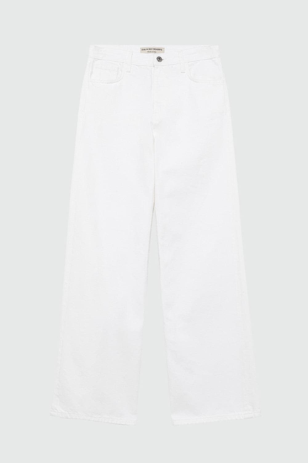 Roy Roger's x Eva Herzigova jeans donna wide fit bianco bull denim vita media in cotone in Jeans Broadway Red - Barletta, commercioVirtuoso.it