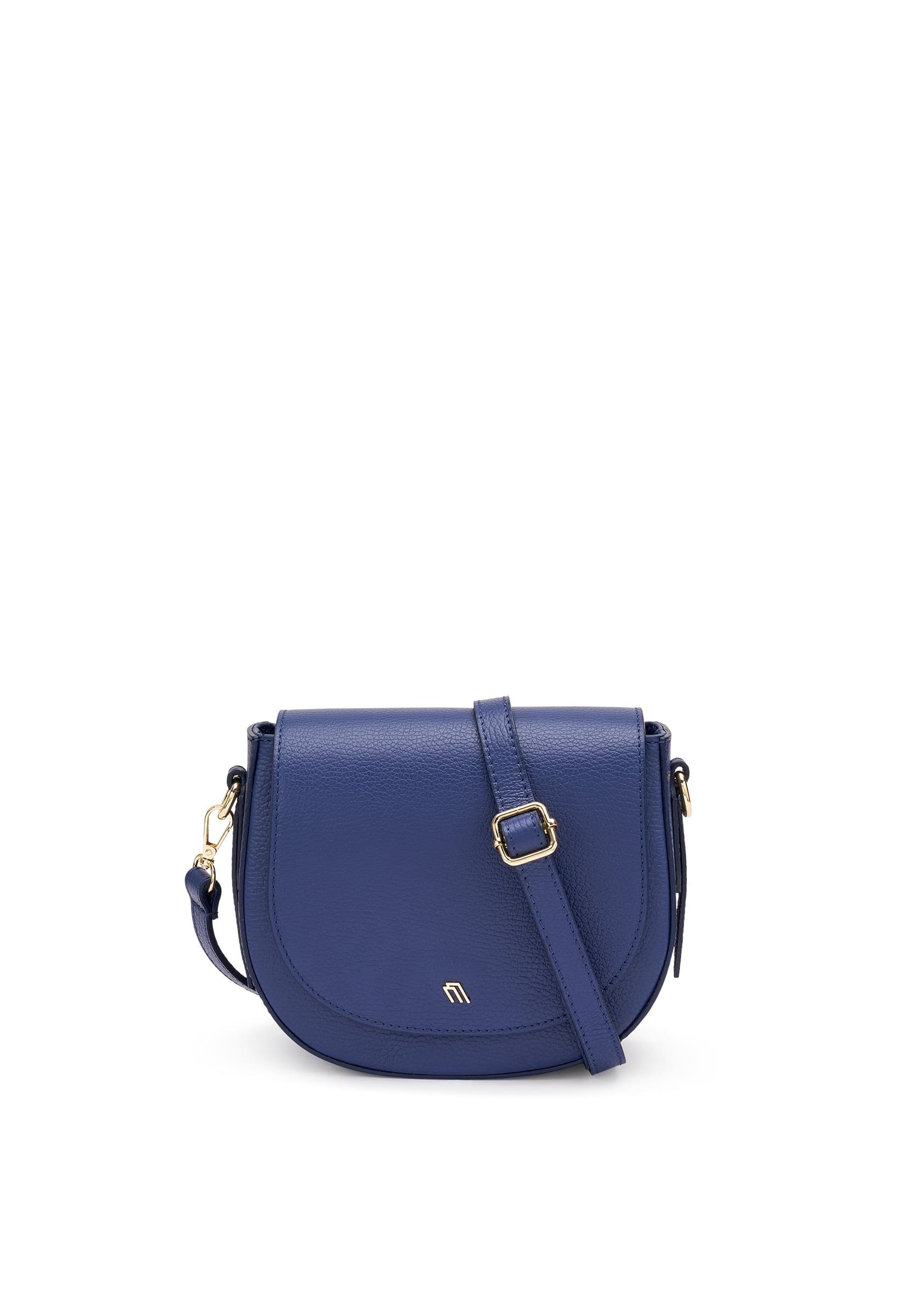 Frau borsa piccola rigida con patta e tracolla blu B313 - 3