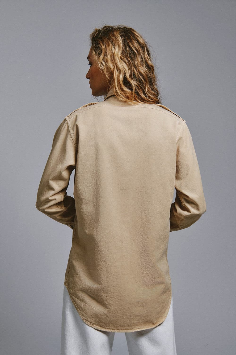 Roy Roger's x Eva Herzigova camicia donna militare in gabardina beige Made in Italy regular fit in Bluse e camicie Broadway Red - Barletta, commercioVirtuoso.it