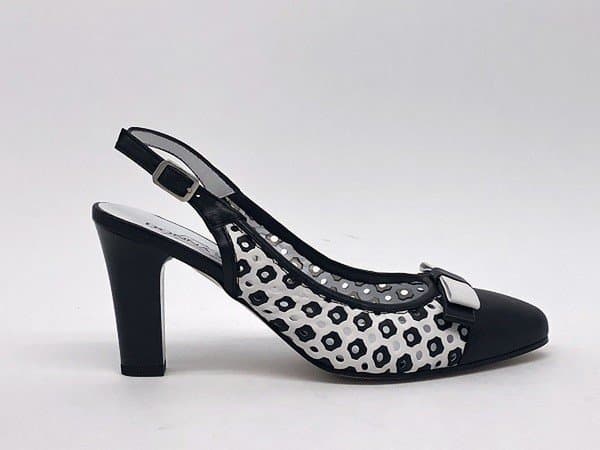 DONNA SOFT Slingback traforato in pelle bianca e nera 5679 - 5