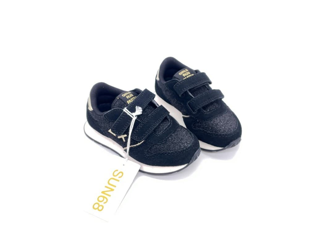 SUN68 Sneakers Bambina Nero Glitter Textile in Sneaker casual Calzature Durello - Agna, commercioVirtuoso.it