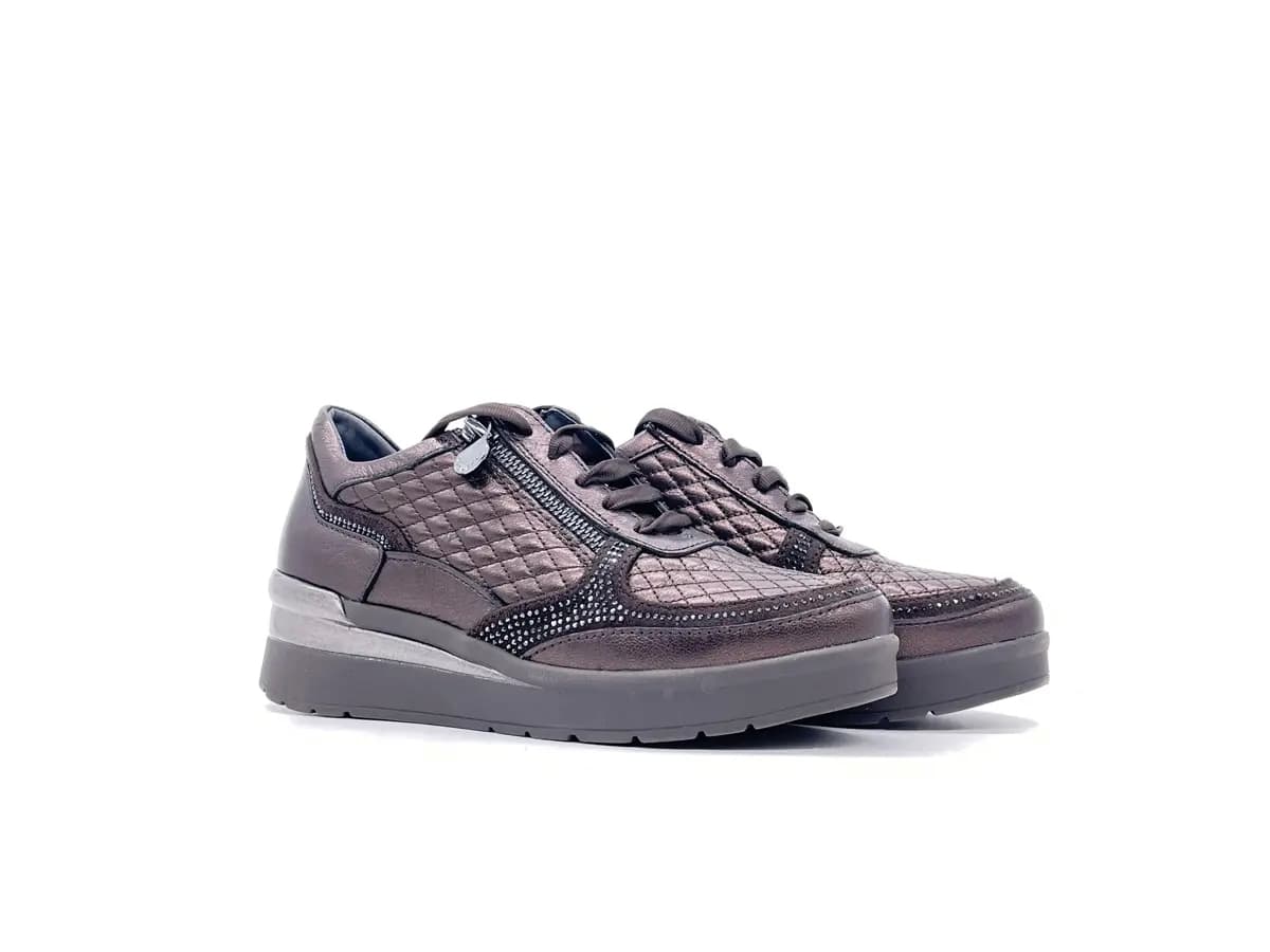Stonefly Sneakers donna CREAM 47 marrone laminato con zip 219953 410 - 6