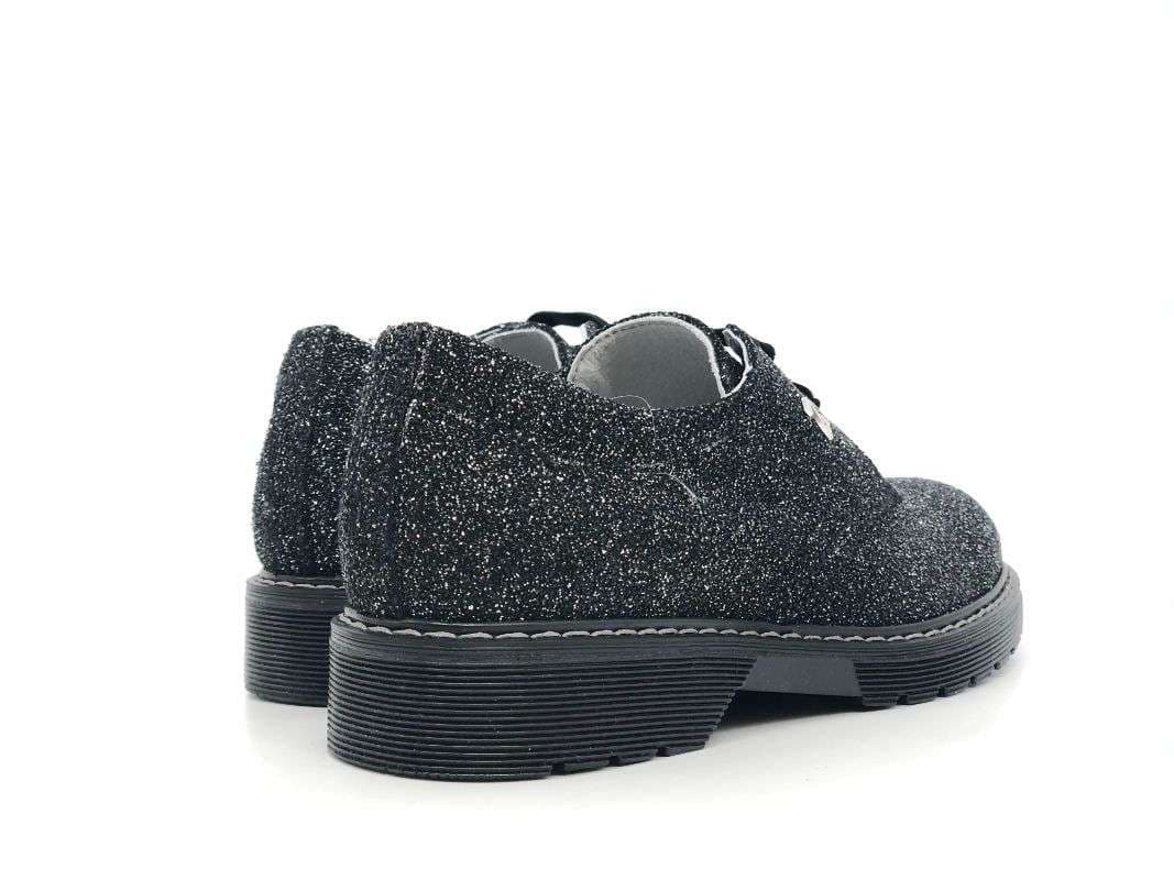 NERO GIARDINI Francesine bambina nere glitter in pelle in Scarpe stringate basse Calzature Durello - Agna, commercioVirtuoso.it