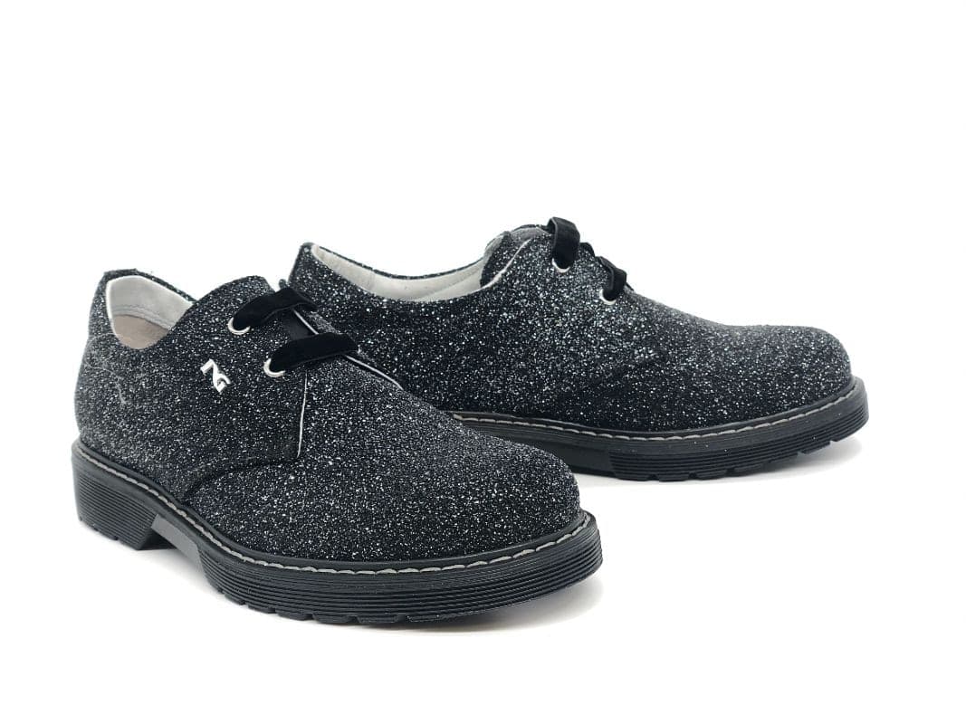 NERO GIARDINI Francesine bambina nere glitter in pelle in Scarpe stringate basse Calzature Durello - Agna, commercioVirtuoso.it