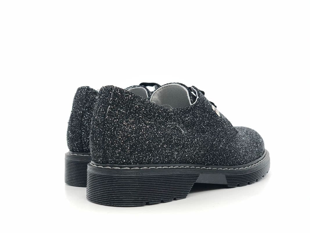 NERO GIARDINI Francesine bambina nere glitter in pelle in Scarpe stringate basse Calzature Durello - Agna, commercioVirtuoso.it