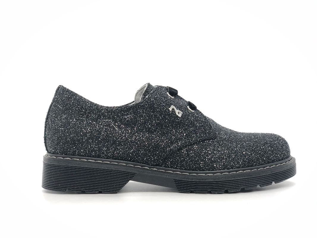 NERO GIARDINI Francesine bambina nere glitter in pelle in Scarpe stringate basse Calzature Durello - Agna, commercioVirtuoso.it