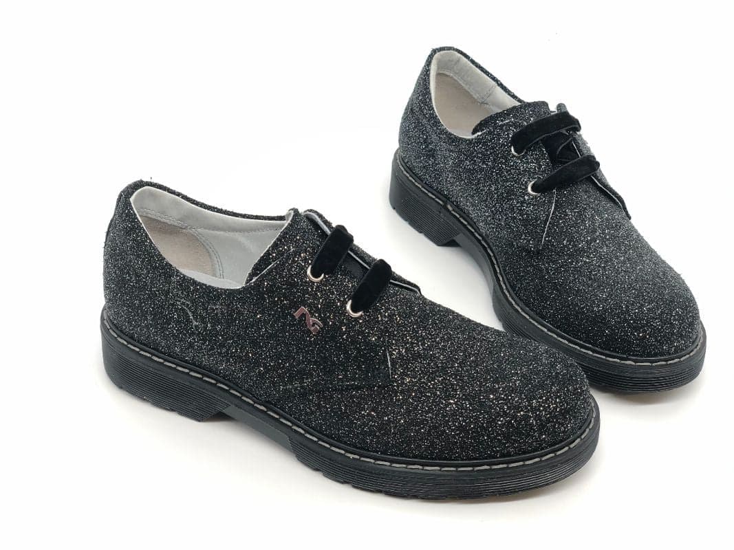 NERO GIARDINI Francesine bambina nere glitter in pelle in Scarpe stringate basse Calzature Durello - Agna, commercioVirtuoso.it