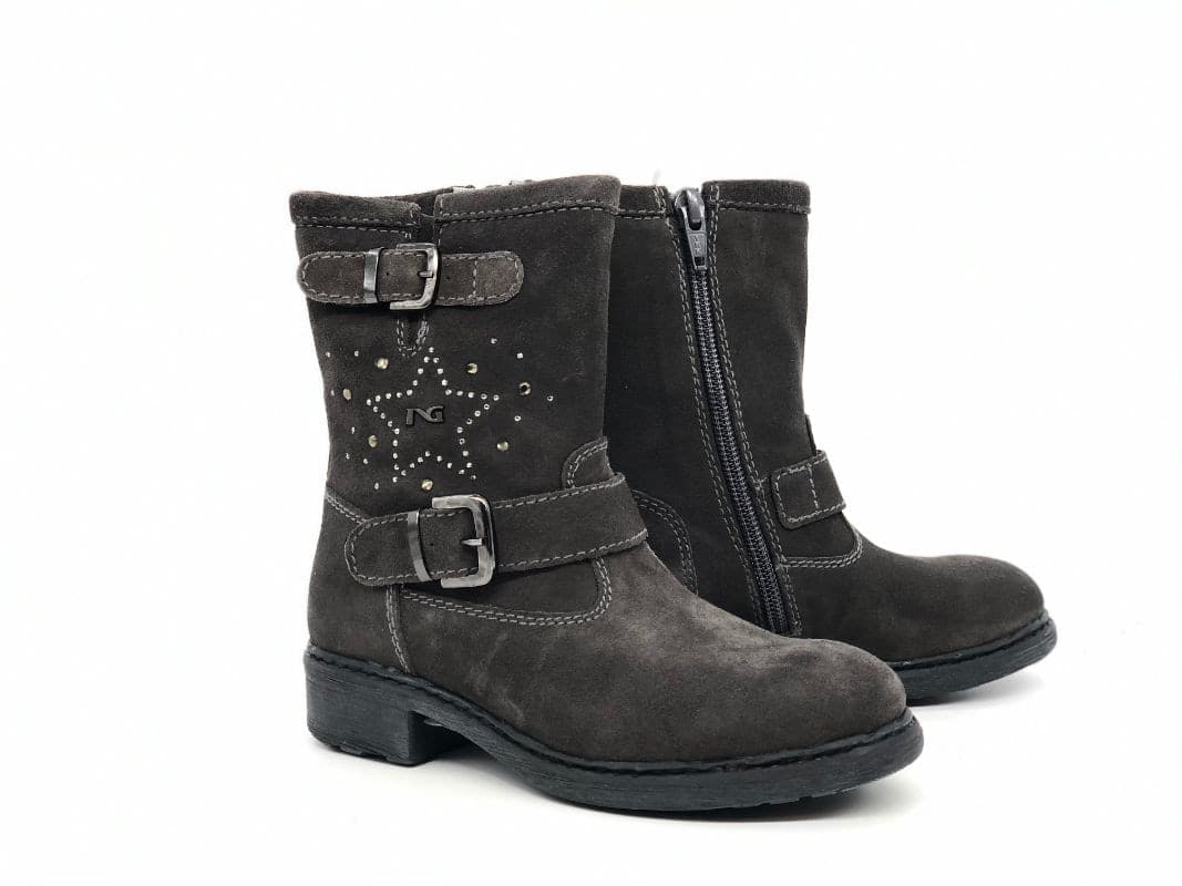 NERO GIARDINI Stivaletti bambina camoscio carbone con fibbie in Stivali Calzature Durello - Agna, commercioVirtuoso.it