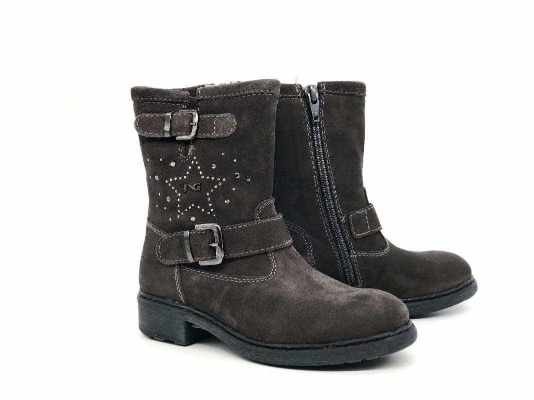 NERO GIARDINI Stivaletti bambina camoscio carbone con fibbie in Stivali Calzature Durello - Agna, commercioVirtuoso.it