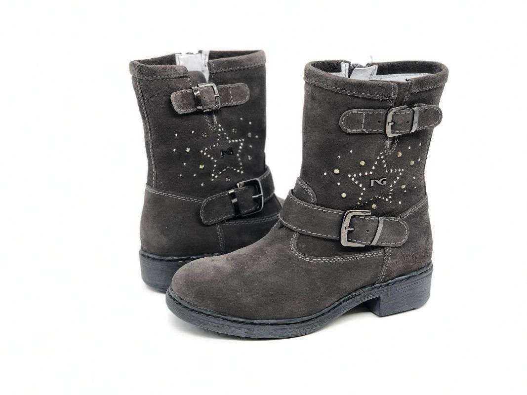 NERO GIARDINI Stivaletti bambina camoscio carbone con fibbie in Stivali Calzature Durello - Agna, commercioVirtuoso.it