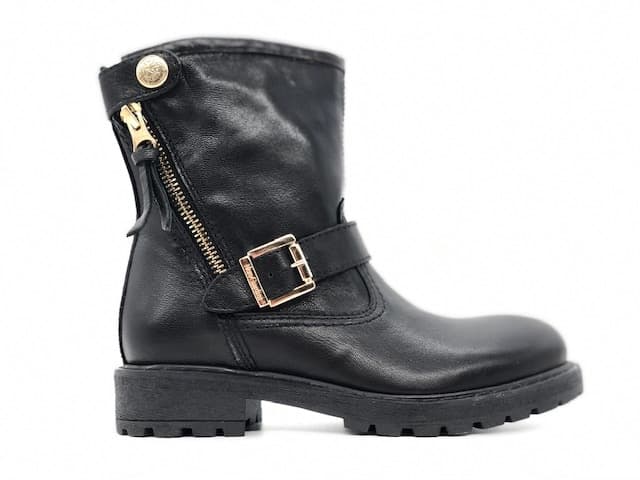 NERO GIARDINI Stivaletti bambina con fibbia e zip oro - 5