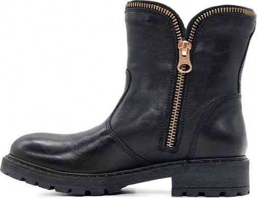 NERO GIARDINI Stivaletti bambina neri in pelle con zip decorativa oro in Stivali Calzature Durello - Agna, commercioVirtuoso.it