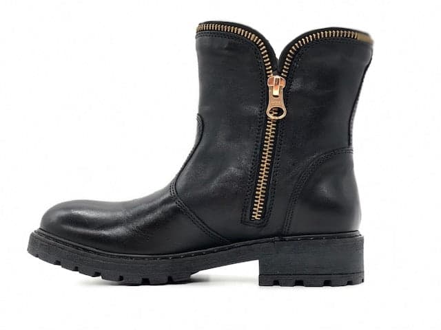 NERO GIARDINI Stivaletti bambina neri in pelle con zip decorativa oro in Stivali Calzature Durello - Agna, commercioVirtuoso.it
