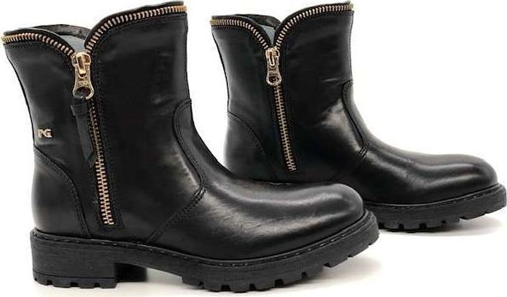 NERO GIARDINI Stivaletti bambina neri in pelle con zip decorativa oro in Stivali Calzature Durello - Agna, commercioVirtuoso.it