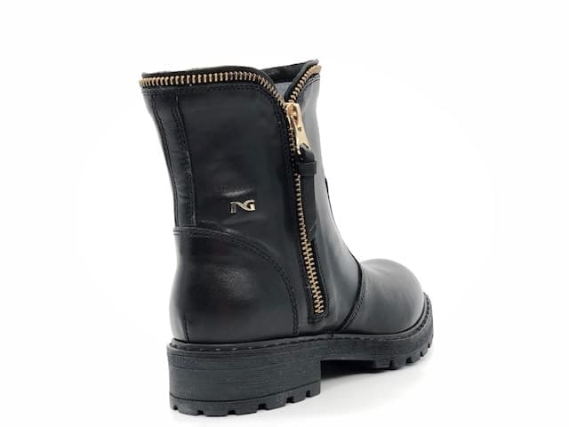 NERO GIARDINI Stivaletti bambina neri in pelle con zip decorativa oro in Stivali Calzature Durello - Agna, commercioVirtuoso.it