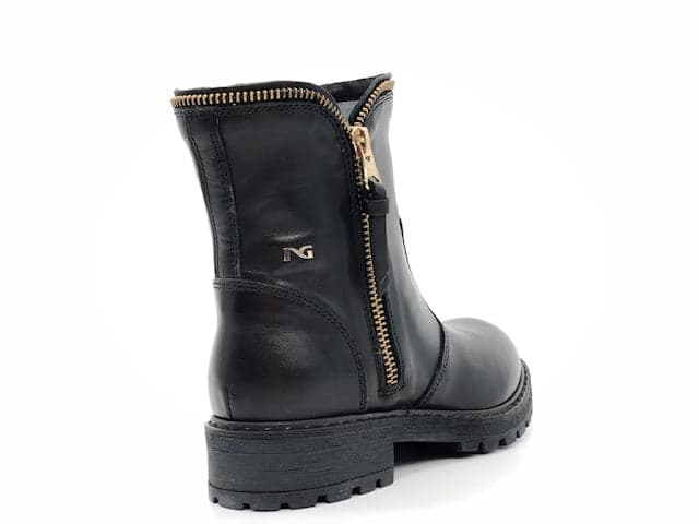 NERO GIARDINI Stivaletti bambina neri in pelle con zip decorativa oro in Stivali Calzature Durello - Agna, commercioVirtuoso.it