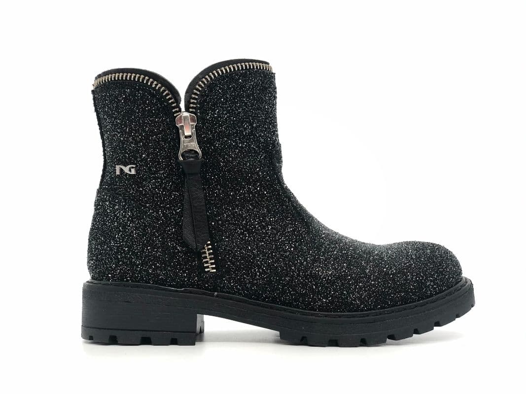 NERO GIARDINI Stivaletto bambina nero glitter in pelle - 7
