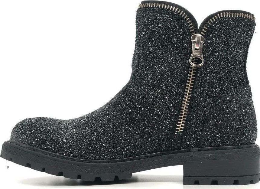 NERO GIARDINI Stivaletto bambina nero glitter in pelle in Stivali Calzature Durello - Agna, commercioVirtuoso.it