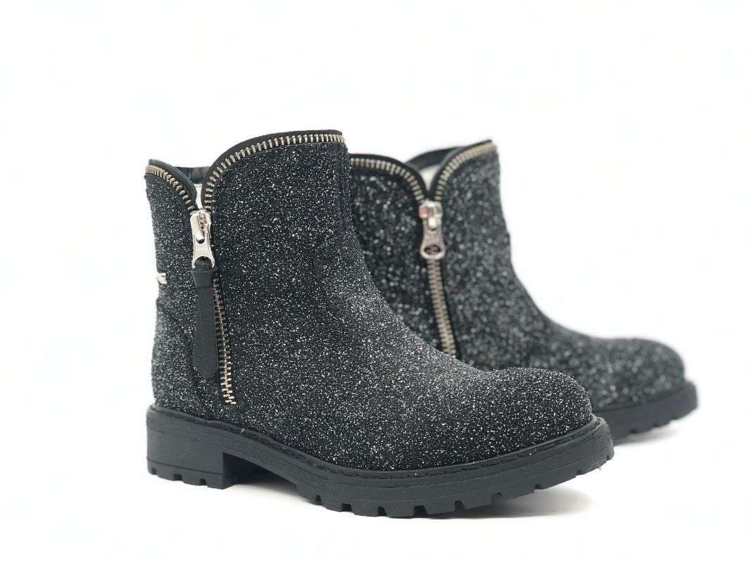NERO GIARDINI Stivaletto bambina nero glitter in pelle in Stivali Calzature Durello - Agna, commercioVirtuoso.it