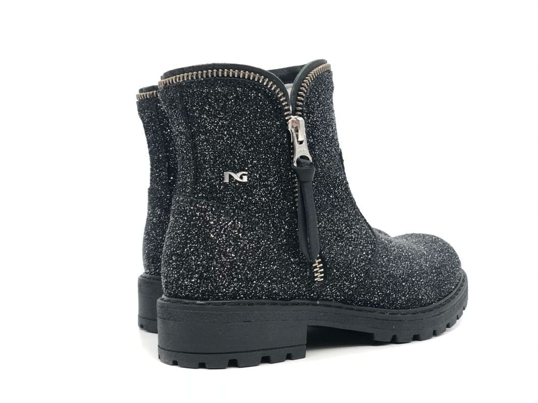 NERO GIARDINI Stivaletto bambina nero glitter in pelle in Stivali Calzature Durello - Agna, commercioVirtuoso.it